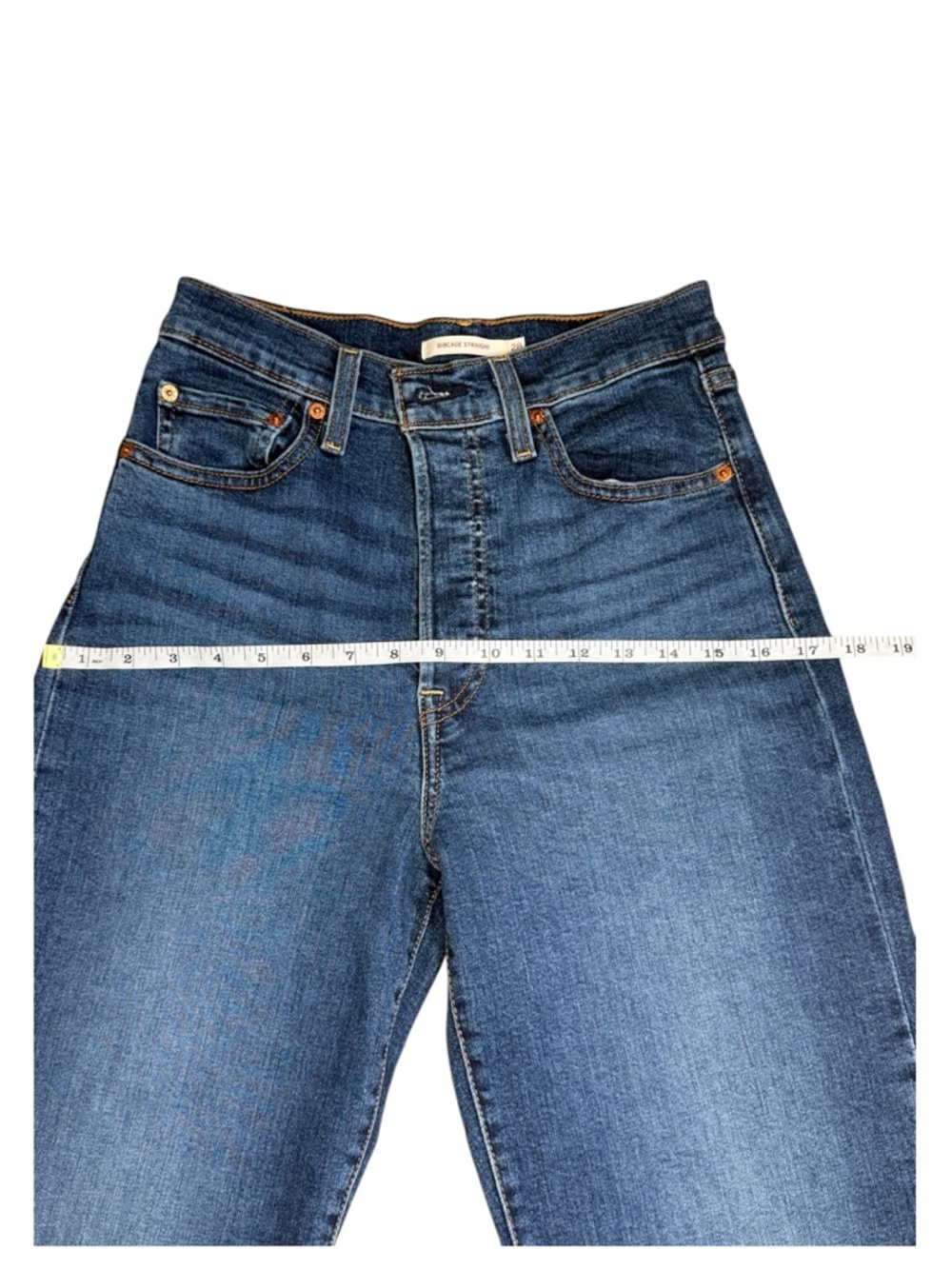 Levi’s Ribcage Straight Jeans Size 28 High Rise Button Fly Medium Wash - Picture 8 of 12